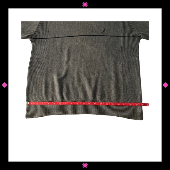 MEN'S GRAY SWEATER WITH THIN NAVY BLUE STRIPE BY NAUTICA MEDIUM - Picture 7 of 8